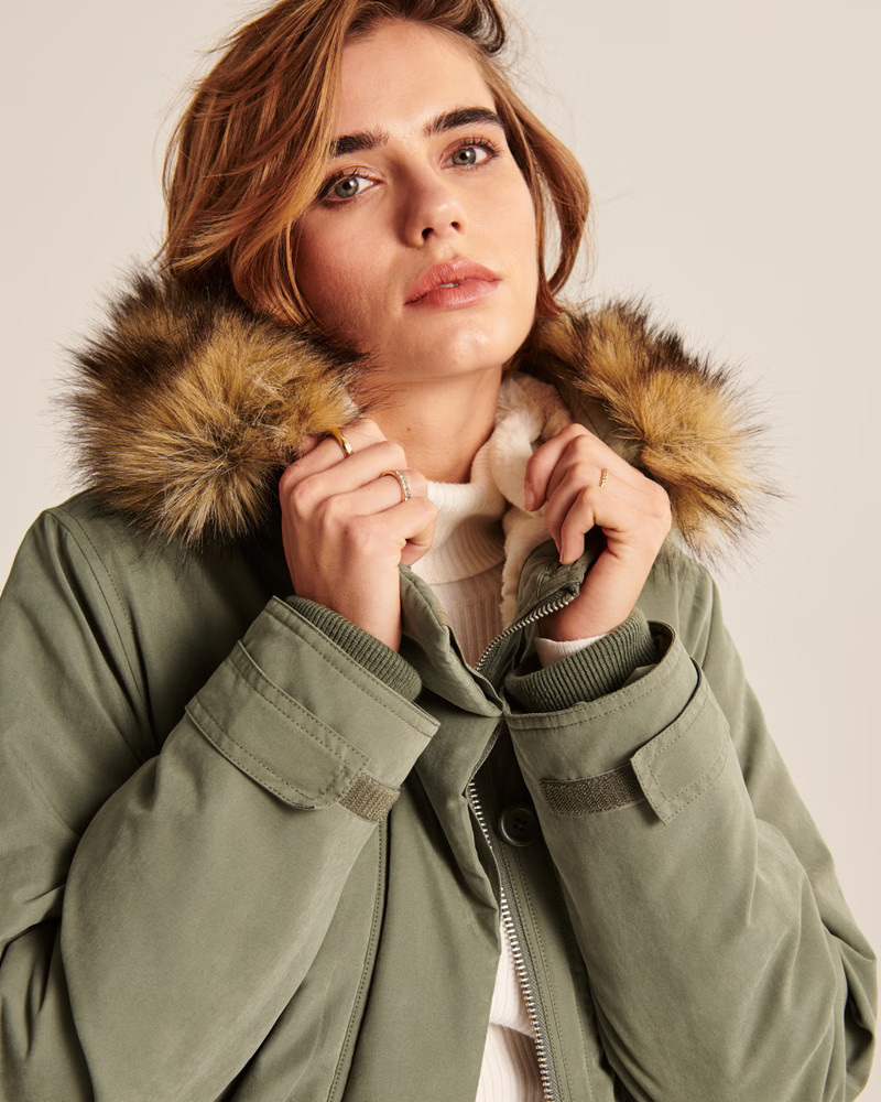 Faux Fur-Lined Military Parka | Abercrombie & Fitch (US)