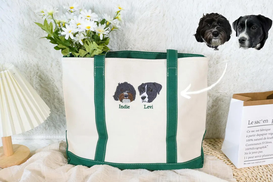 Custom Embroidered Pet Portrait Tote Bag, Personalized Dog or Cat Gift | Etsy (US)