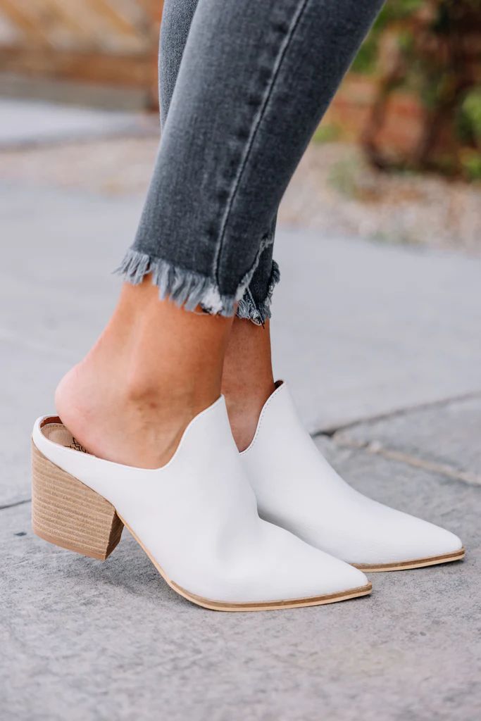 Feeling Fab White Heeled Mules | The Mint Julep Boutique
