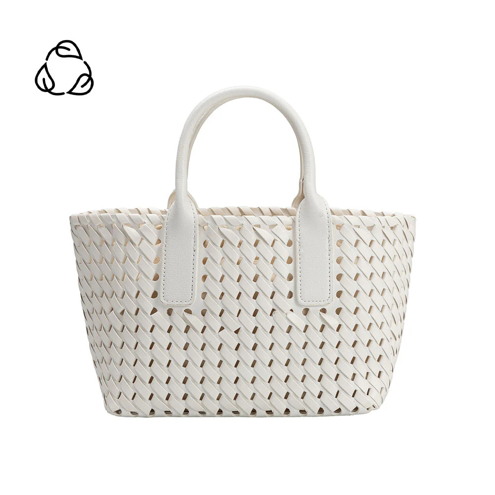 White Chloe Small Recycled Vegan Leather Top Handle Bag | Melie Bianco | Melie Bianco
