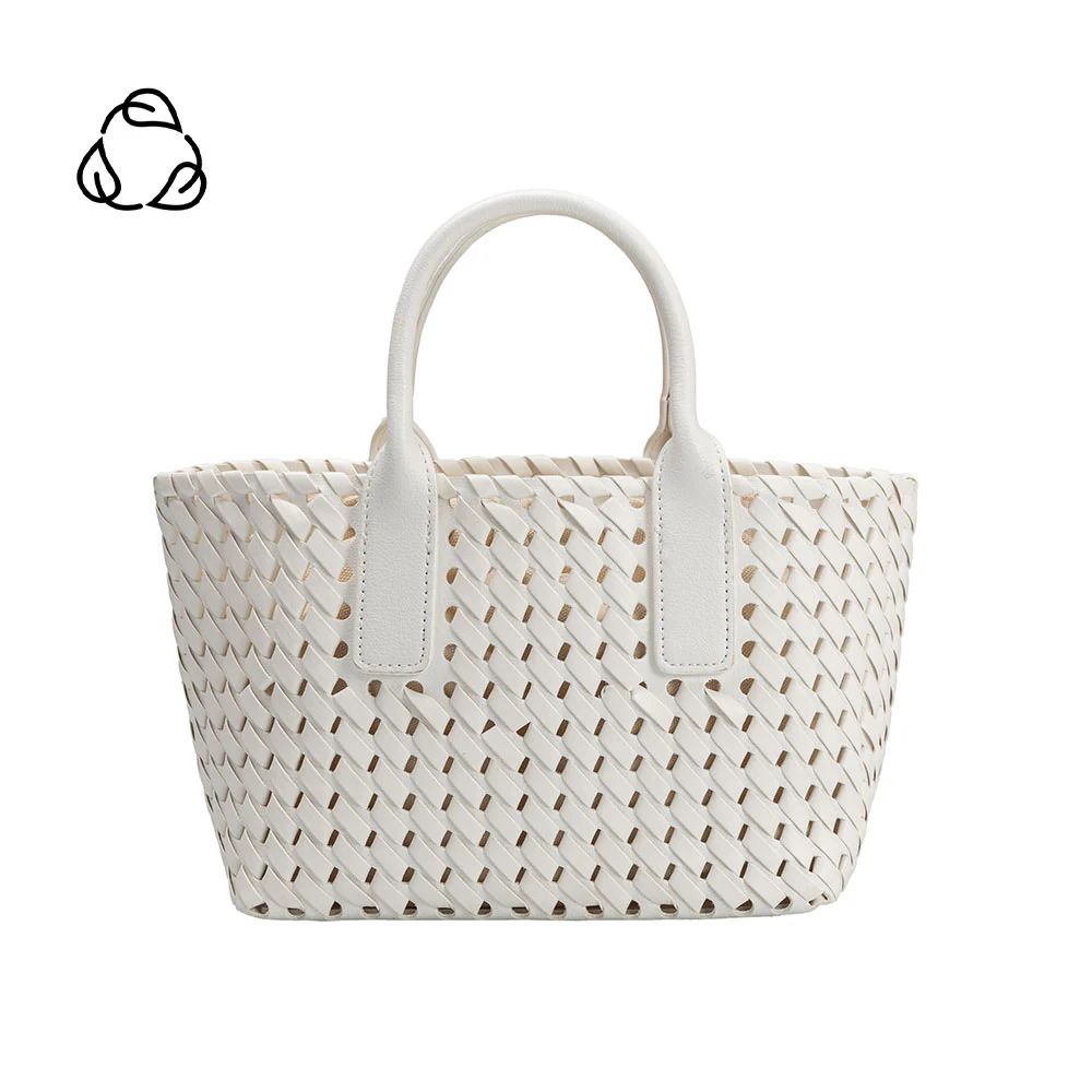 White Chloe Small Recycled Vegan Leather Crossbody Bag | Melie Bianco | Melie Bianco