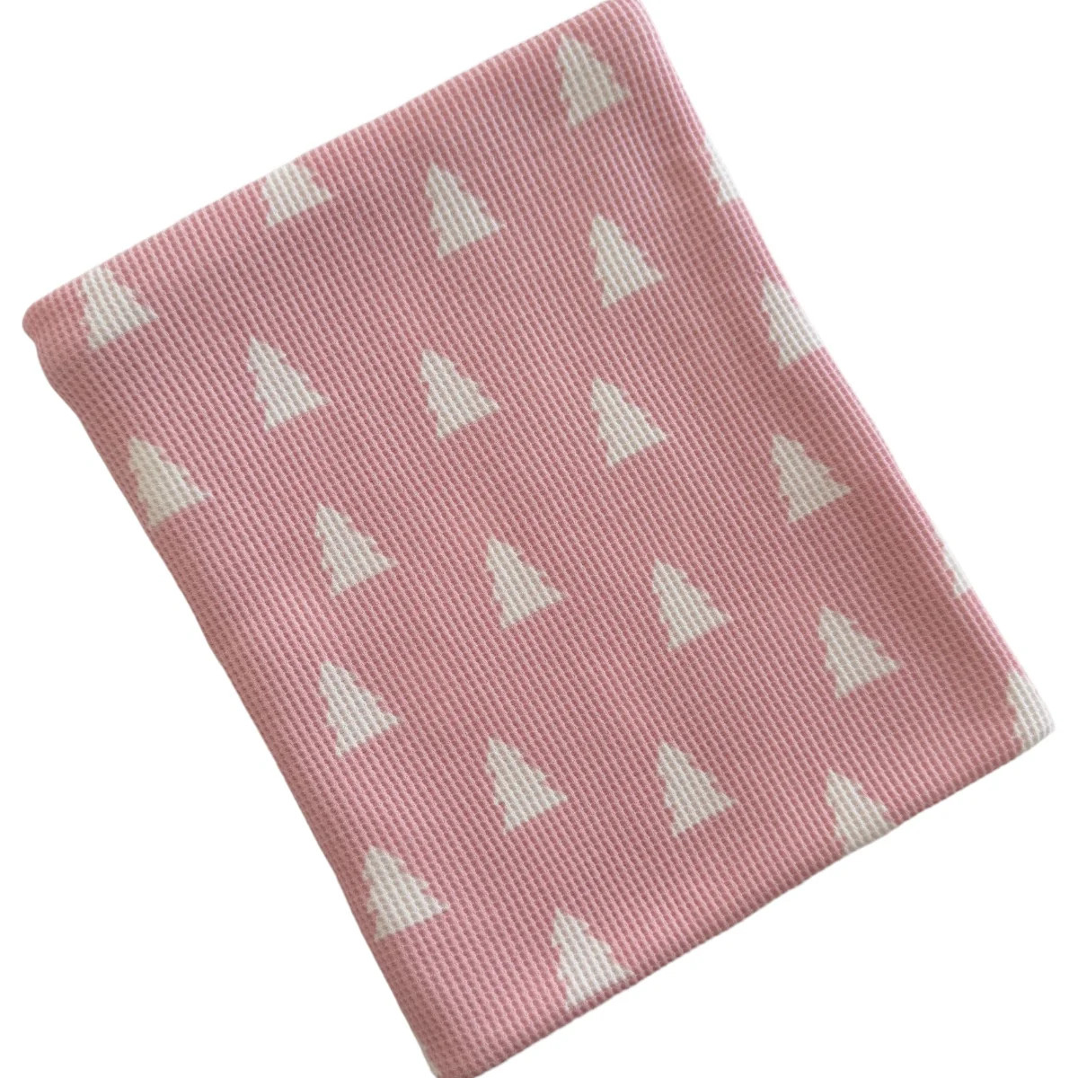 Organic Cotton Waffle Swaddle, Pink Christmas Trees | SpearmintLOVE