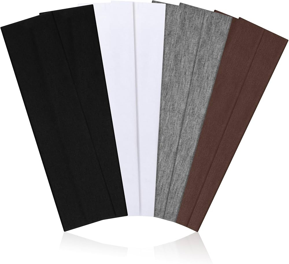 Headbands for Women, 8pcs Stretchy Non Slip Soft Cotton Cloth Hair Bands for Sports, Workout, Yog... | Amazon (US)