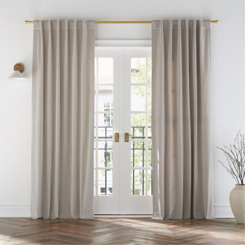 Warm Beige Cotton Velvet Window Curtain Panel with Lining 48"x108" + Reviews | Crate & Barrel | Crate & Barrel