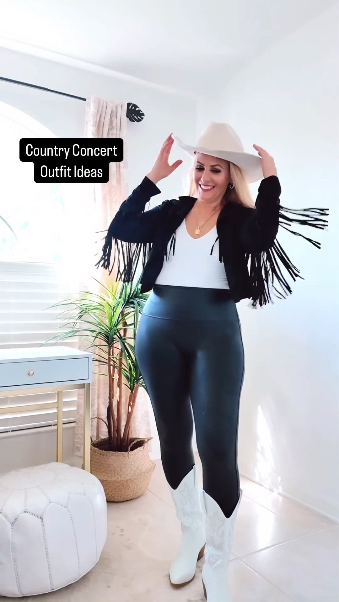 🤠WESTERN OUTFIT for women! What do you think? YES or No? Let me know! I think it’s perfect for a Texas Rodeo or a Nashville Country Concert. Hee Haw! 

Wearing a medium in the bodysuit and fringe jacket. Wearing a large in the Spanx Faux leather leggings.

Western Outfits Women I Nashville Outfits for Women I Country Concert Outfit

Taylor swift concert outfit ideas I texas rodeo outfit | rave outfits festivals | rodeo outfits for women | houston rodeo outfits for women | rodeo outfit | nashville outfits spring | texas rodeo outfits | all fringe outfit | black on black outfit | fringe on fringe | country concert outfit | country concert outfit ideas | country concert outfits | country concert outfit ideas winter | rodeo outfit | rodeo outfit ideas | western glam outfit | rodeo outfits for women | rodeo outfits winter | cowgirl outfit | rodeo outfits | western outfits | western outfits women | country glam outfit | nashville outfit | nashville outfits | rodeo outfits for women | nashville outfits for women | country concert outfit | country concert outfits


#westernfashion #westernstyle #westernwear #westernglam #westernoutfits #countryconcert #countryconcertoutfit #rodeo #rodeofashion #rodeotok #rodeohouston #cowgirl #cowgirlboots #cowboyhat #cowboyhats #nashville #nashvilleoutfit #countryoutfit #countrygirls #fallfashion #falltrends

#LTKSeasonal #LTKOver40 #LTKSaleAlert #LTKU #LTKTravel #LTKgrwm #LTKootd #LTKMidsize #LTKvlog #LTKSpringSale