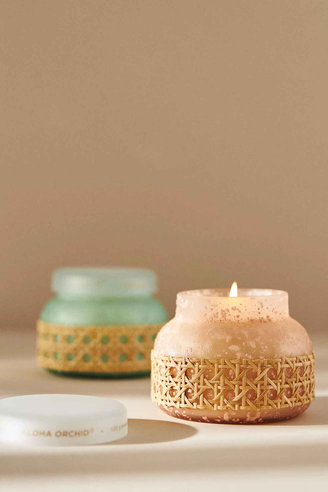 Capri Blue Aloha Orchid Rattan-Wrapped Jar Candle​ | Anthropologie (US)