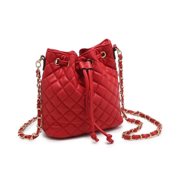 POPPY Women's Vegan Leather Quilted Crossbady Shoulder Purse Drawstring Bucket Bag Messenger Bag ... | Walmart (US)