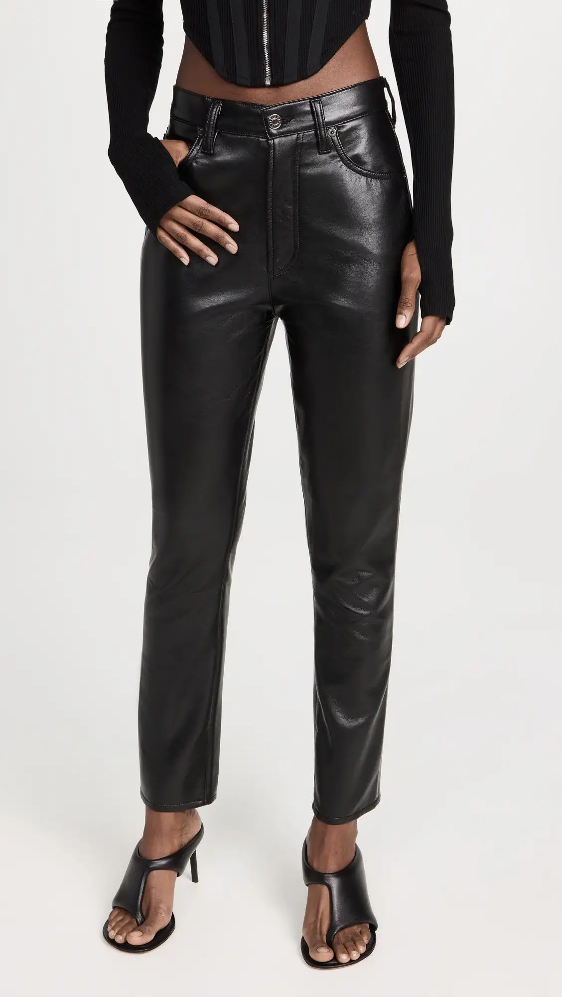 Recycled Leather Riley Long Jean: High Rise Straight | Shopbop