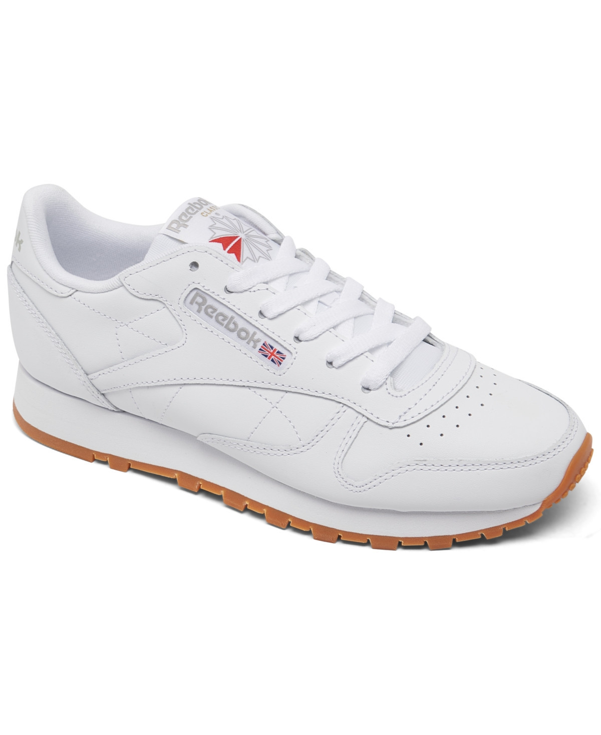 Reebok Women's Classic Leather Casual Sneakers from Finish Line - White, Gum | Macy's