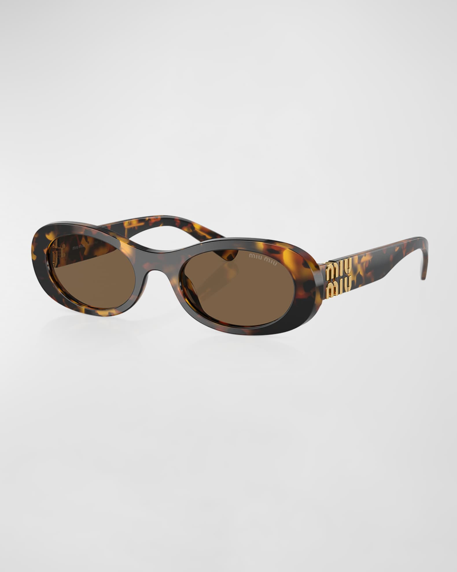 Miu Miu Logo Acetate Oval Sunglasses | Neiman Marcus