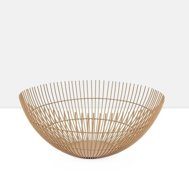 Rib Metal Wire 11" Diameter Bowl - Gold | Burke Decor