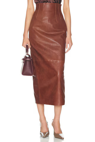 Helsa The Svelte Leather Midi Skirt in Brown. - size XL | Revolve Clothing (Global)