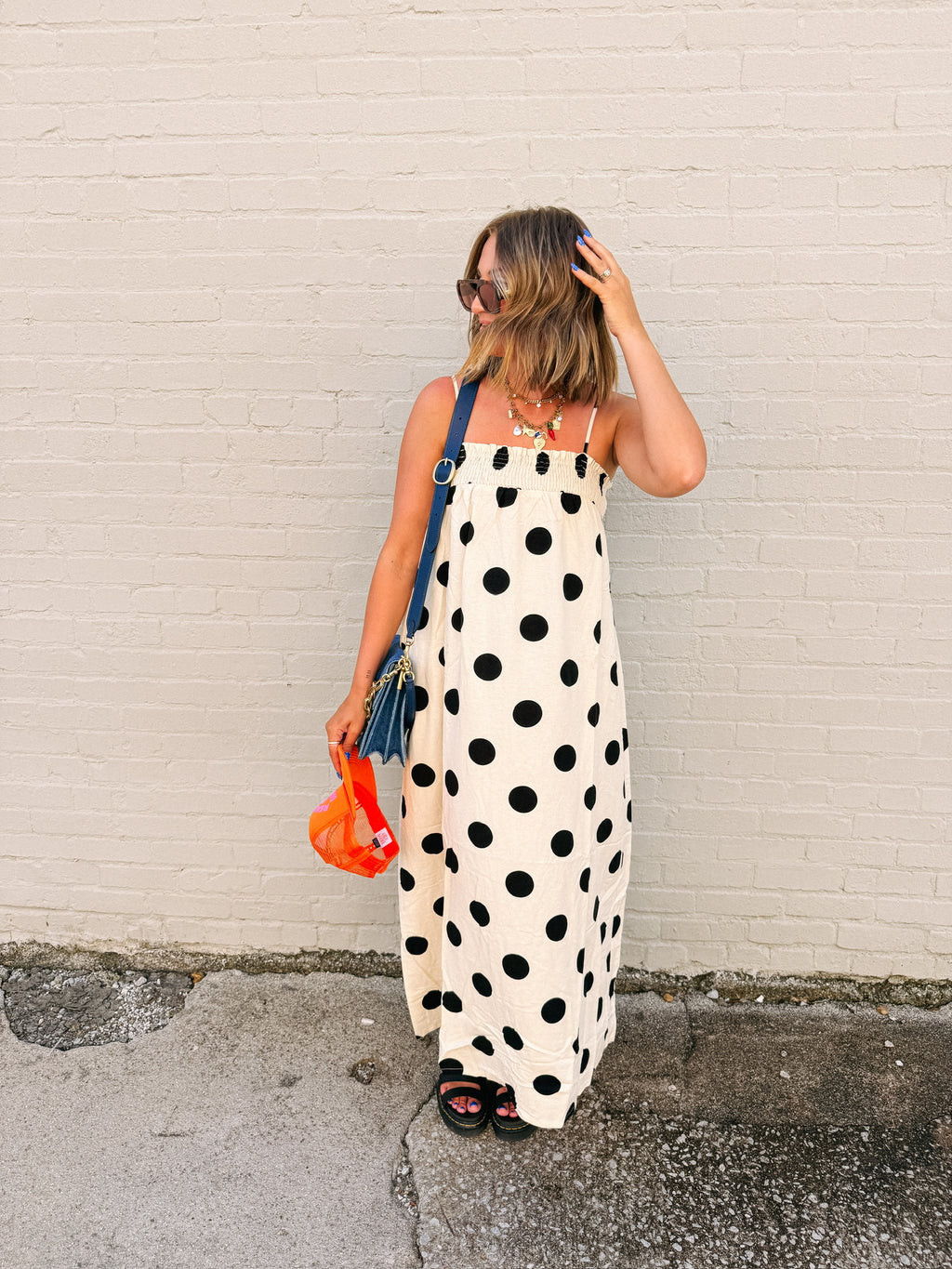 polka dot party dress - cream | Etta+East