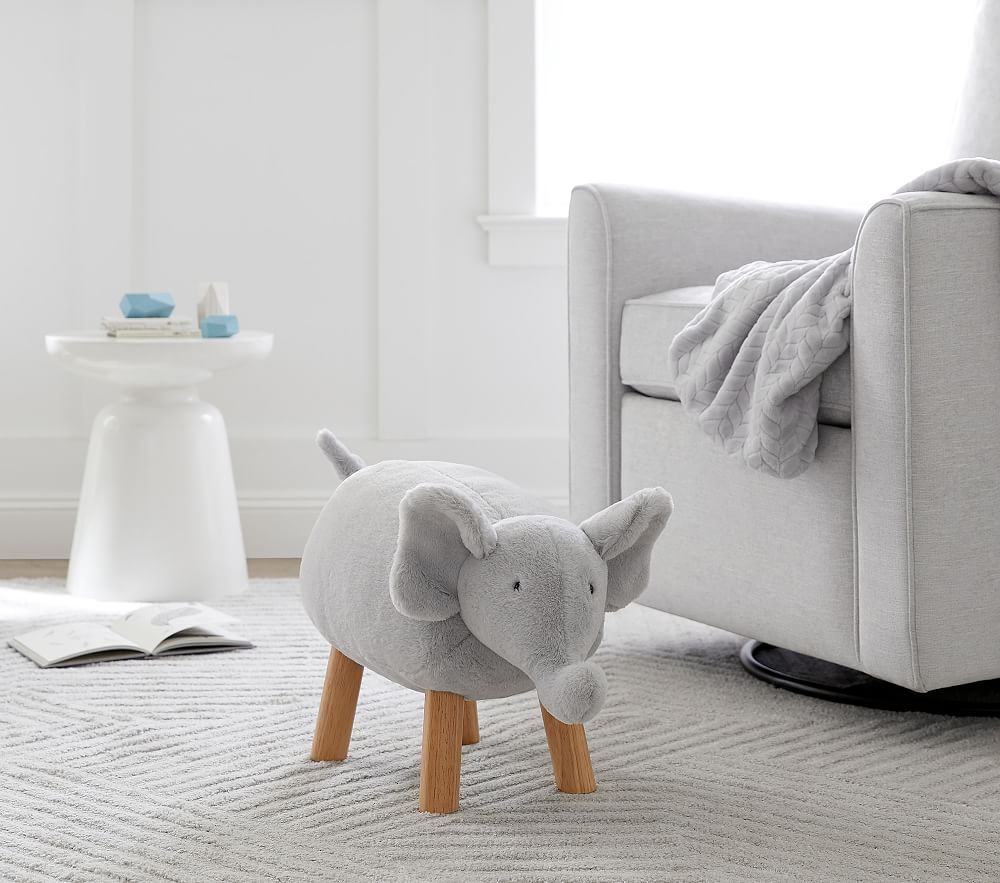 Plush Critter Foot Stool, Elephant | Pottery Barn Kids