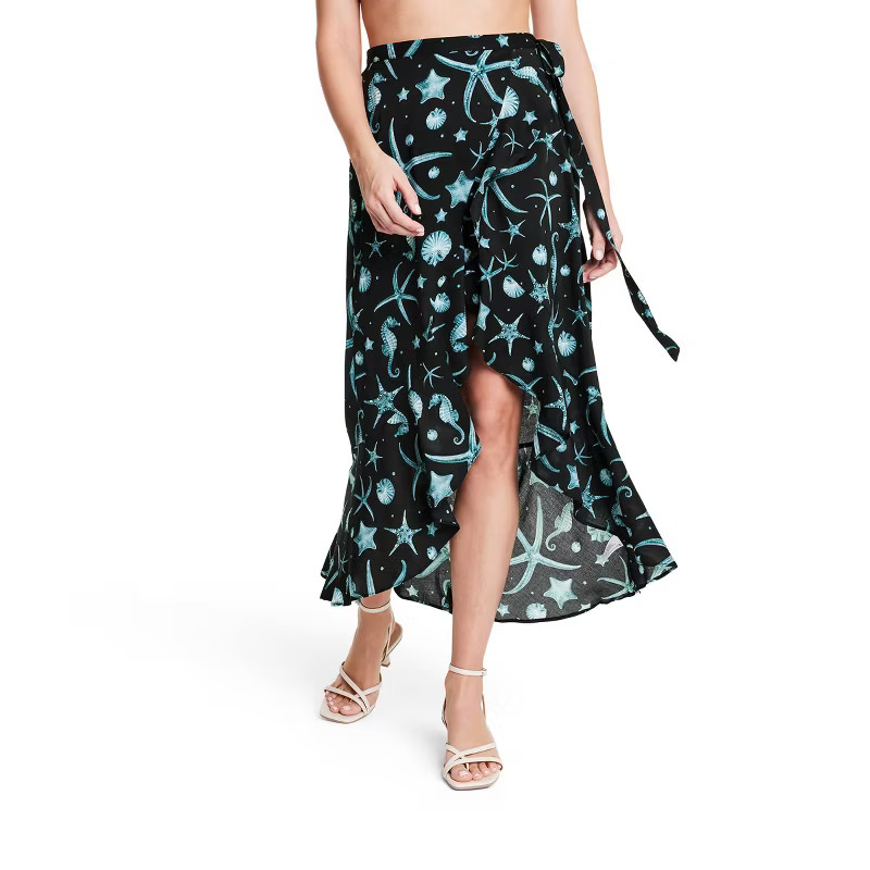 Women's Deep Sea Print Wrap Skirt - Agua Bendita x Target Navy Blue | Target