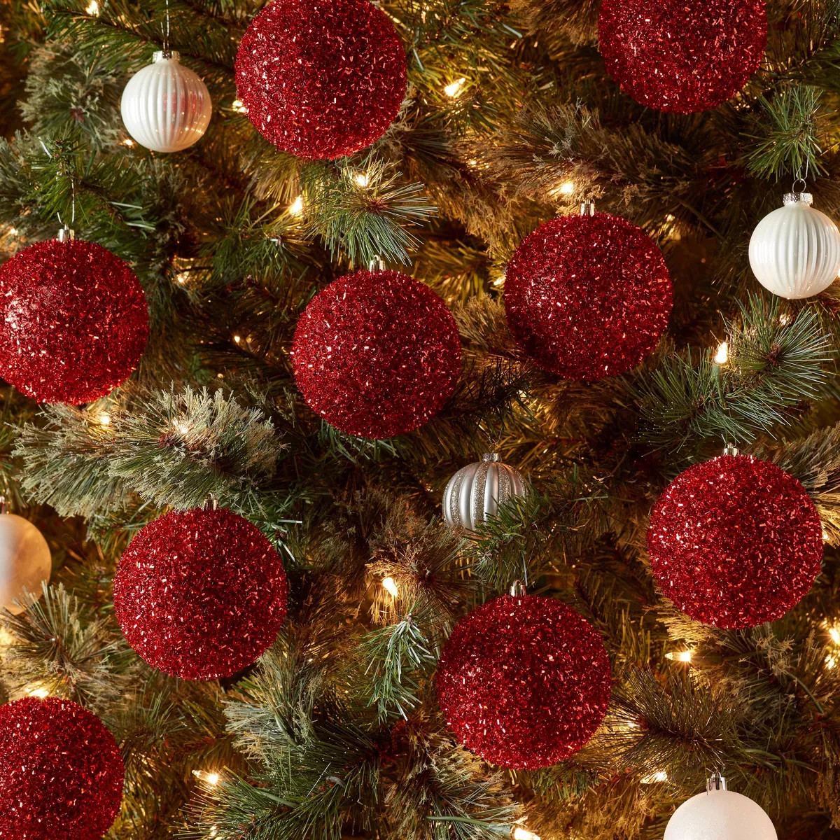 9pc Christmas Tinsel Ball Ornament Set Red - Wondershop™ | Target