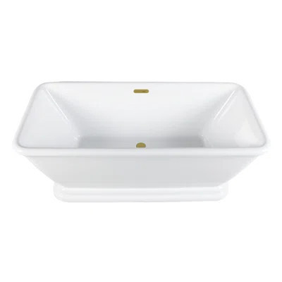 Kingston Brass Aqua Eden 60-Inch Acrylic Oval Rectangular Double Ended Pedestal Tub With Drain (No Faucet Drillings) | Wayfair North America