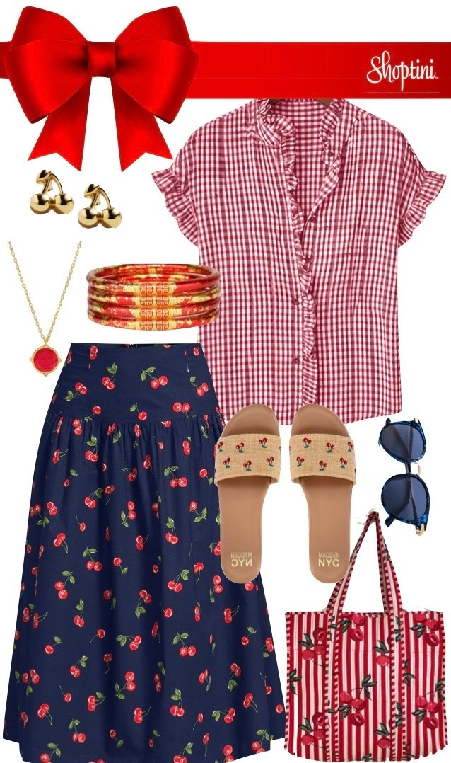Summer cherries in a work appropriate look // teacher outfit // Sunday church // Cherry clothing for women