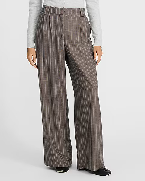 Pinstripe High Waisted Relaxed Trouser | Express