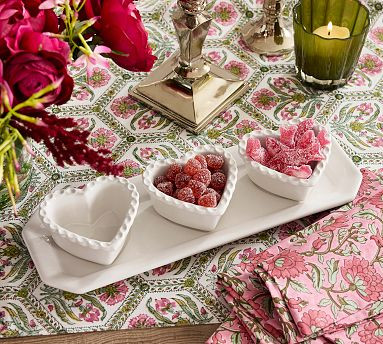 Heirloom Scalloped Heart Stoneware Multi Condiment Server | Pottery Barn (US)