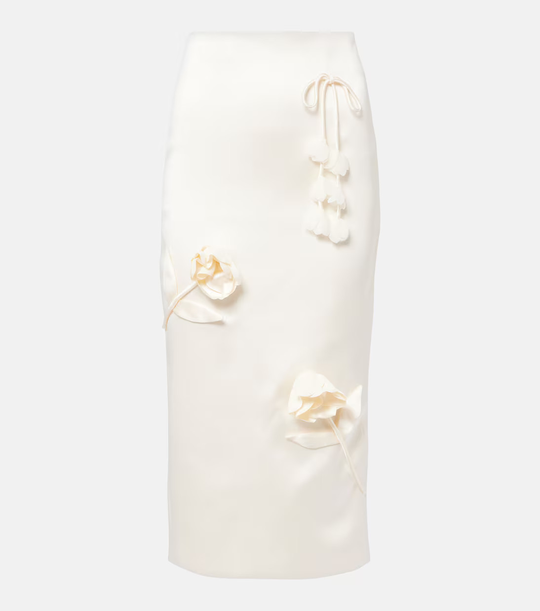 Floral-appliqué satin midi skirt | Mytheresa (US/CA)