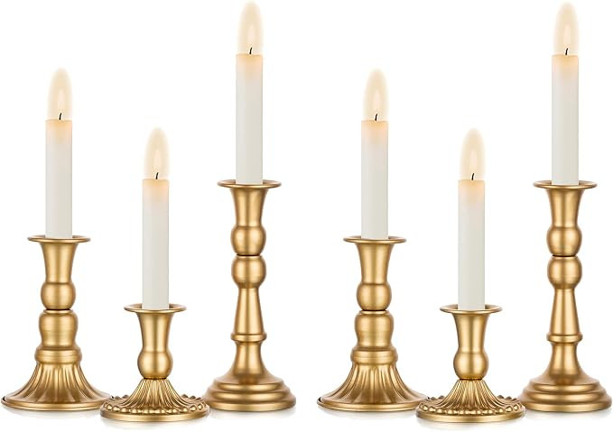 Sziqiqi Candlestick Holders Taper Candle Holders - Gold Candle Stick Candle Holder Pack of 6 Deco... | Amazon (US)
