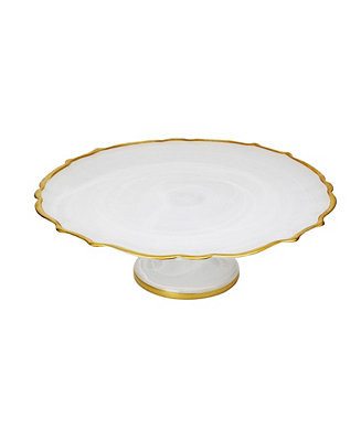 Classic Touch Alabaster Cake Stand with Gold-tone Trim - Macy's | Macy's