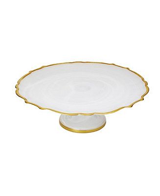 Classic Touch Alabaster Cake Stand with Gold-tone Trim & Reviews - Serveware - Dining - Macy's | Macys (US)