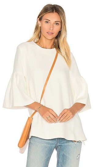 EDIT Long Sleeve Flute Sleeve Top in White | Revolve Clothing