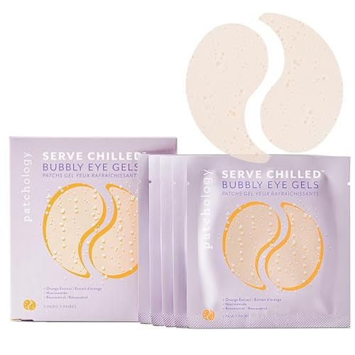 Patchology Serve Chilled Bubbly Eye Gels with Niacinamide, Hydrating Under Eye Patches with Niacinamide and Vitamin C, Under Eye Gel Pads with Gel Technology, Facial Skin Care Products - 5 Pairs | Amazon (US)