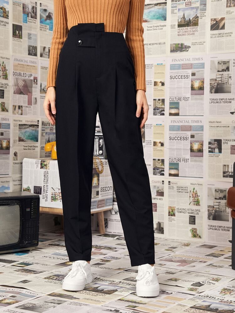 Asymmetrical Waist Tapered Pants | SHEIN