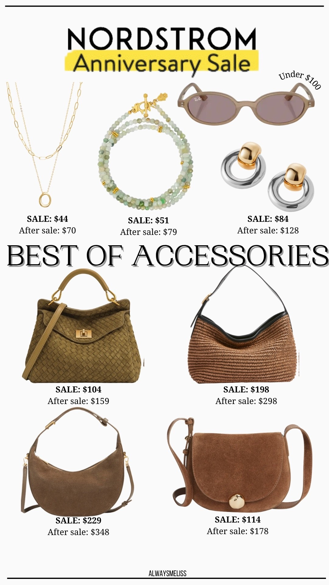 Love these accessories that are part of the NSALE!

Nordstrom Anniversary Sale
Women’s purses 
Necklaces