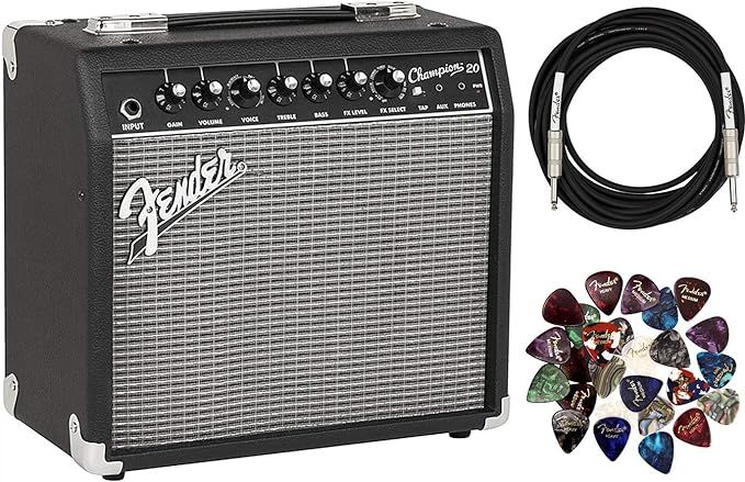 Fender Champion 20 Guitar Amplifier Bundle with Instrument Cable, 24 Picks, and Austin Bazaar Pol... | Amazon (US)