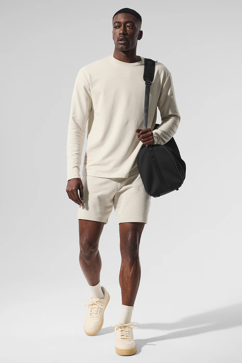 ALO | Double Take Long Sleeve Crewneck Top in Bone Beige, Size: 2XL | Alo Yoga