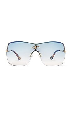 Le Specs Parallel Universe Sunglasses in Gold & Sky Blue Grad from Revolve.com | Revolve Clothing (Global)