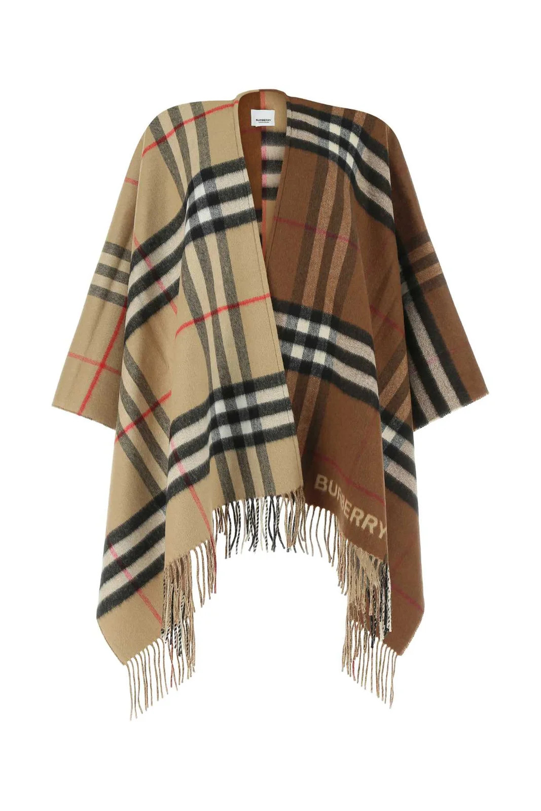 Burberry Checked Fringed-Edge Cape | Cettire Global