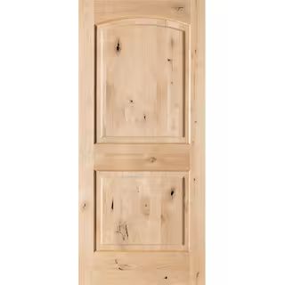 Krosswood Doors 30 in. x 80 in. Rustic Knotty Alder 2-Panel Top Rail Arch Solid Core Wood Stainab... | The Home Depot
