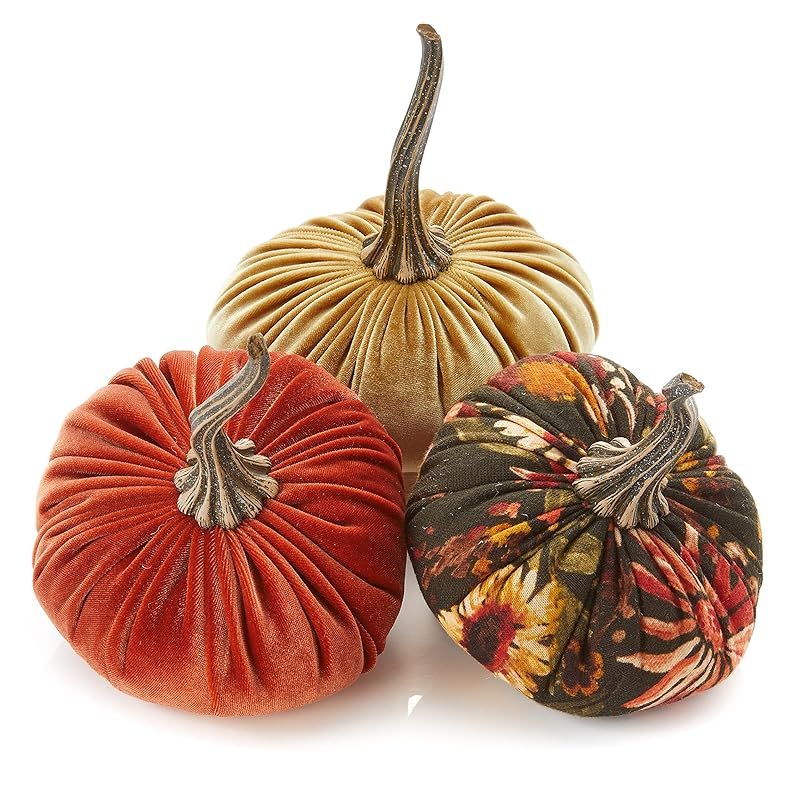 6.25 Inch Large Velvet Pumpkins Set of 3, Choose Your Set, Holiday Mantle Decor, Fall Halloween T... | Amazon (US)