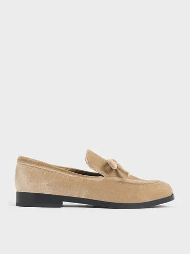 Velvet Bow Loafers
 - Beige | Charles & Keith UK