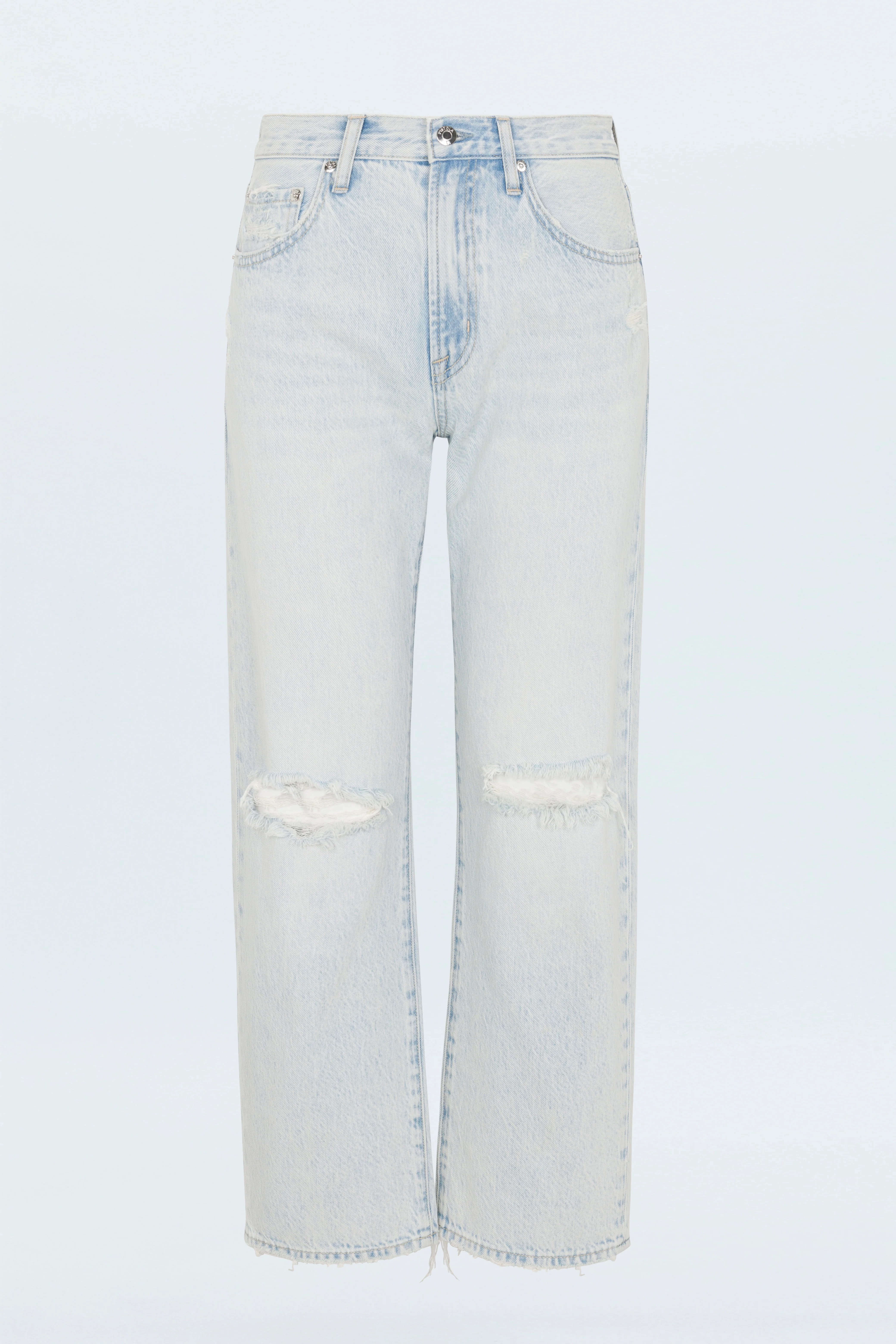 PETITE Lexi Mid Rise Bowed Straight Jean - Solstice Distressed | Pistola Denim