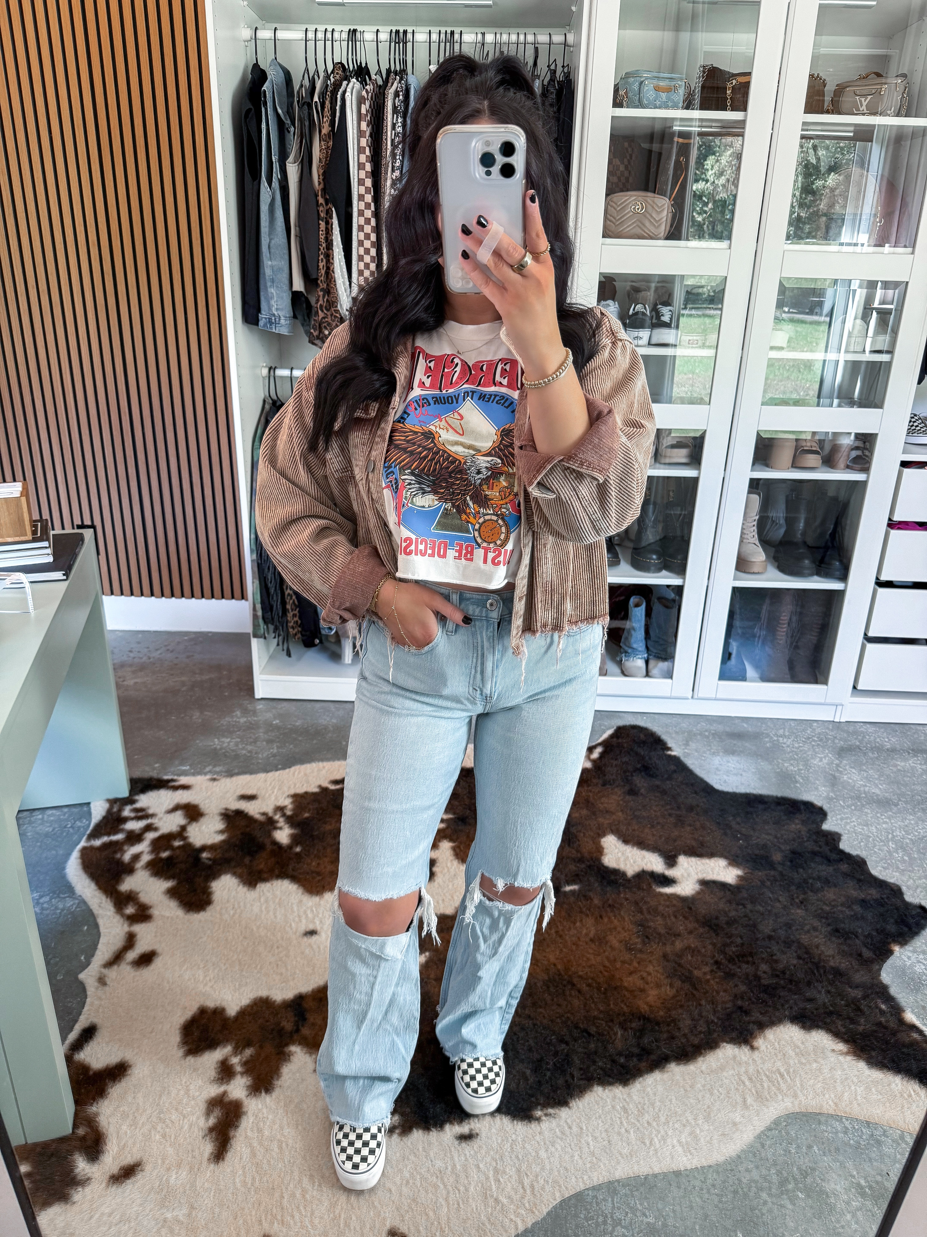 Casual Outfit Idea 🤍

Graphic Tee - small
Corduroy Shacket - medium (brown color)
Jeans - 26
Bralette - medium

You can't go wrong with a graphic tee and ripped jeans! Finished this look with one of my favorite corduroy jackets (love the cropped but boxy fit!) & my platform checkered vans. 🖤

 

 #LTKPetite #LTKFindsUnder50 #LTKFindsUnder100