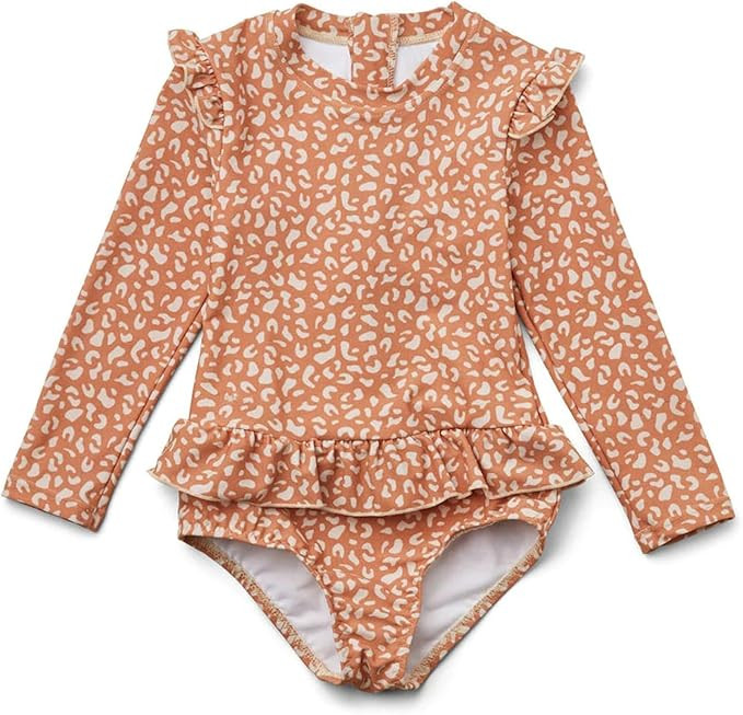 Girls Long Sleeve Swimsuits One Piece Rash Guard Bathing Suit with Ruffle Butt | Amazon (US)