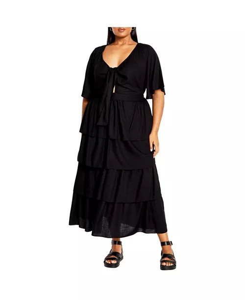 Plus Size Ana Tie Maxi Tiered Dress | Macy's