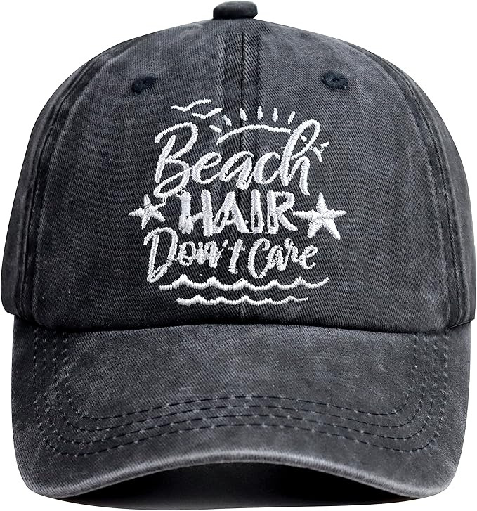 HHNLB Beach Hair Don’t Care Hat, Washed Cotton Adjustable Embroidered Baseball Cap | Amazon (US)