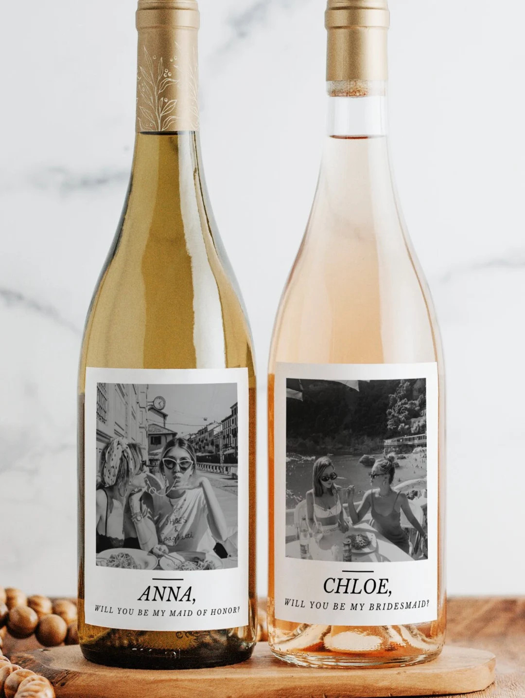 Capitalized Black and White Bridesmaid Maid of Honor Proposal Wine Label | 3.75x4.75 Inch Printed... | Etsy (US)