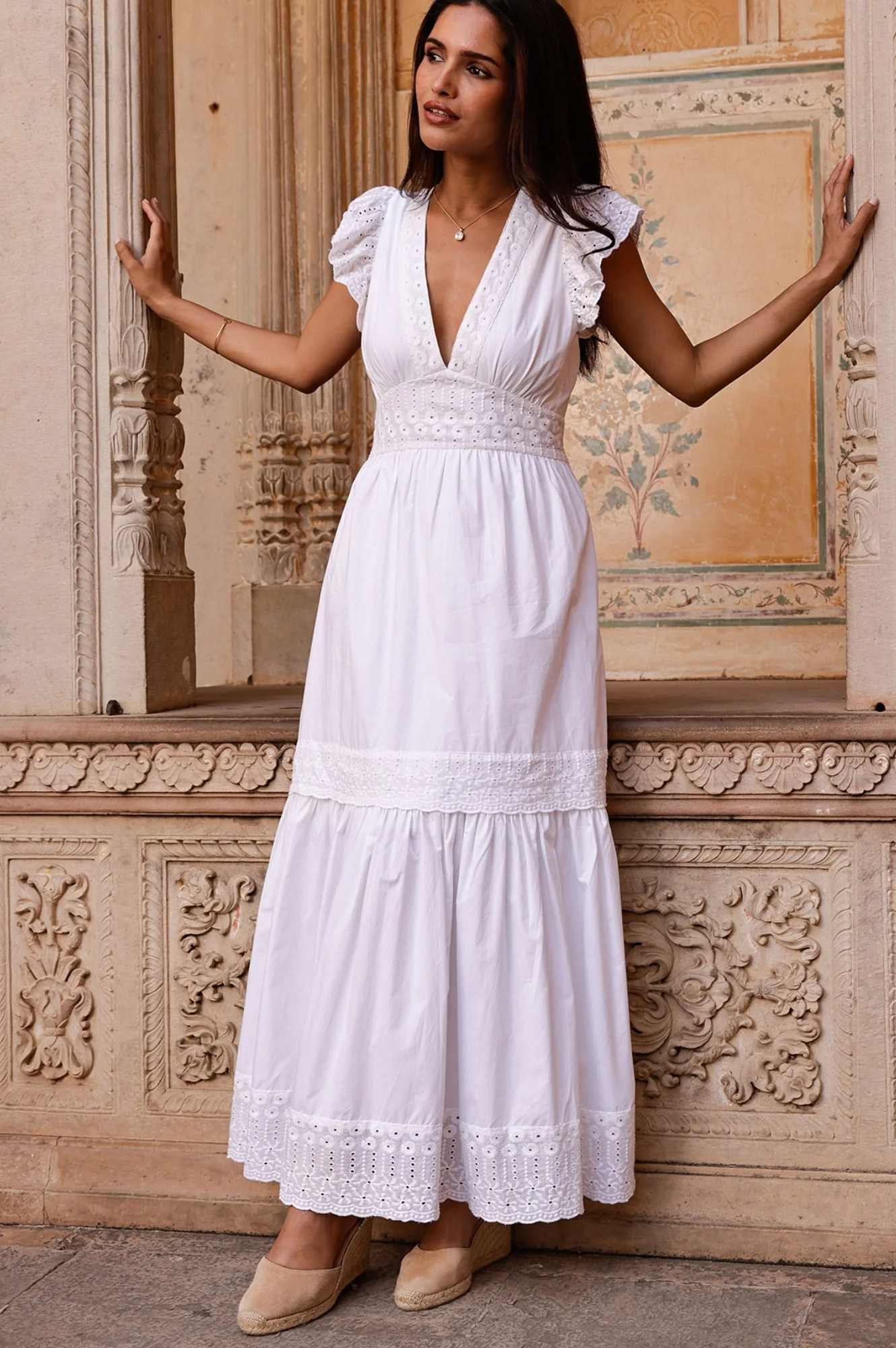 Broderie Pippa Dress | White | Aspiga