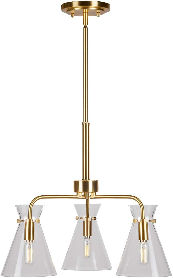 Forte Lighting 2733-03-12 Beaker 3 Light 18 inch Soft Gold Chandelier Ceiling Light | Amazon (US)