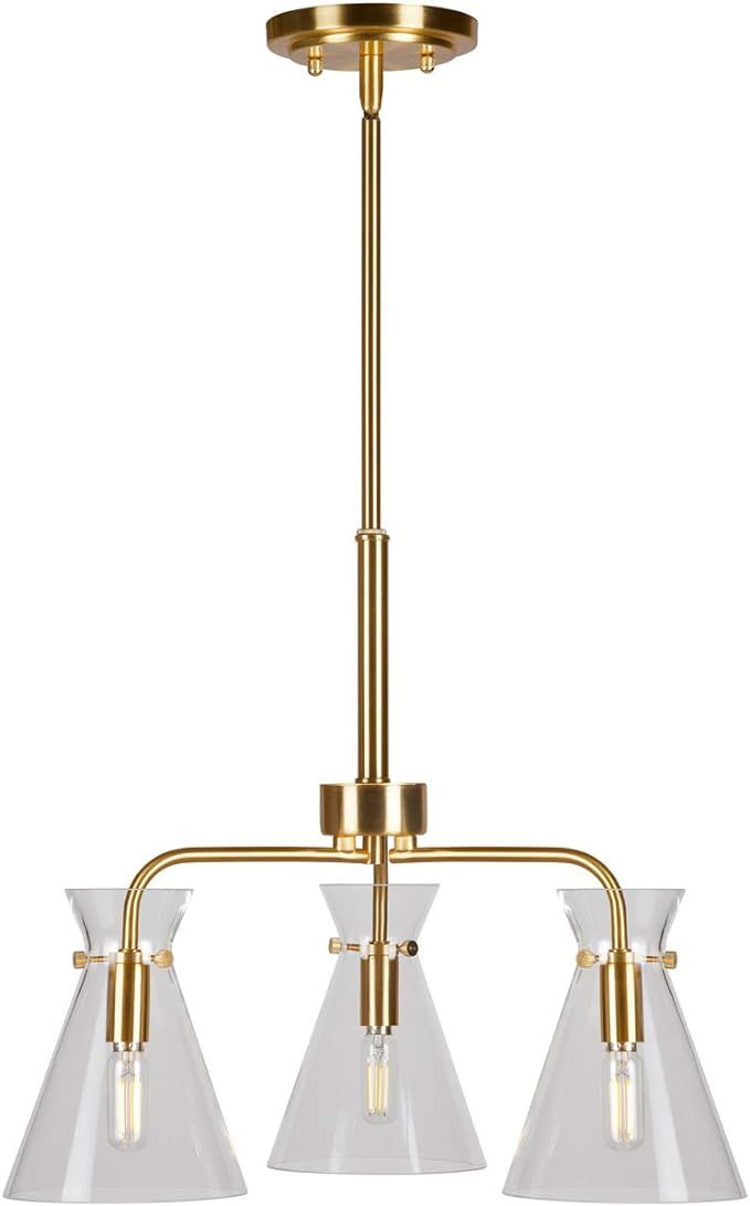 Forte Lighting 2733-03-12 Beaker 3 Light 18 inch Soft Gold Chandelier Ceiling Light | Amazon (US)