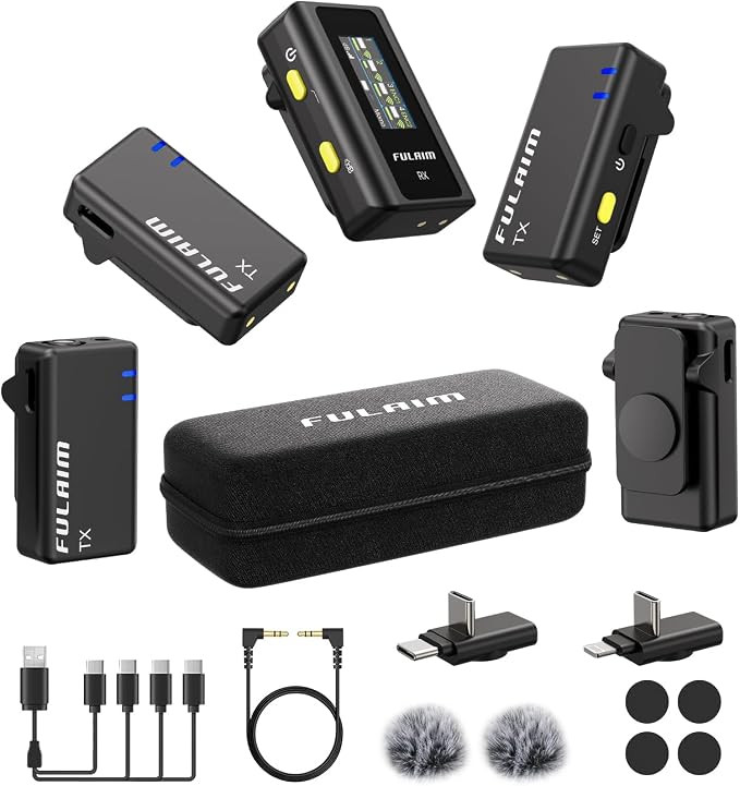 FULAIM X6 Wireless Lavalier Microphones with 4 Transmitter for iPhone, iPad, Android, Camera, Lap... | Amazon (US)