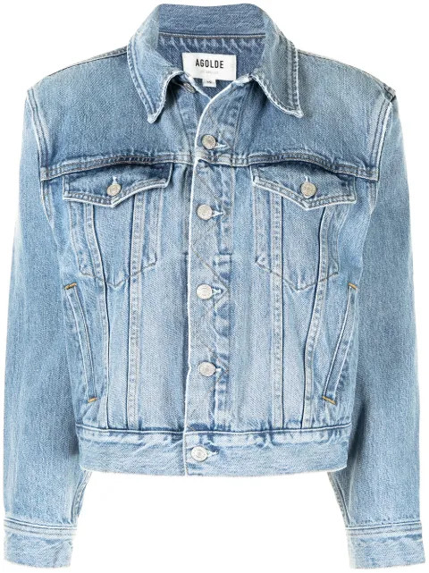 ruched-detail denim jacket | Farfetch (US)